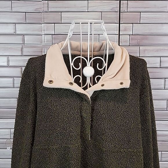 Entro pullover fleece olive green sweater Size M - Picture 2 of 11